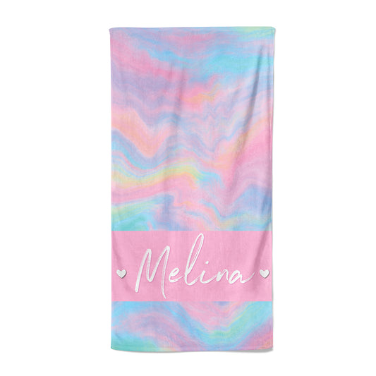 Cotton Candy Print Personalized Beach Towel