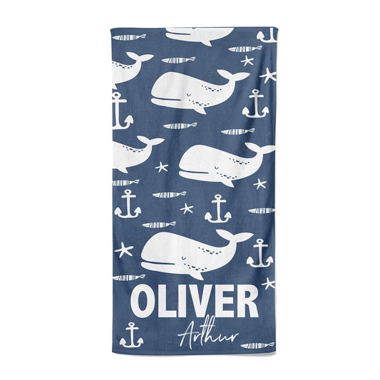 Baby Whales Pattern Print Personalized Beach Towel