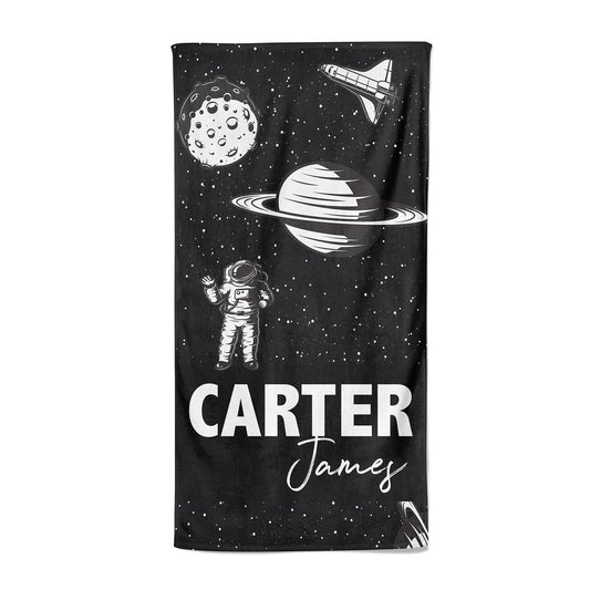 Space Galaxy Print Personalized Beach Towel
