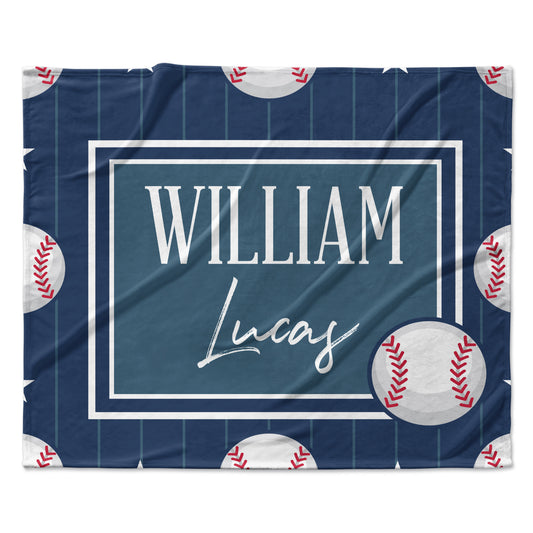 Baseballs Personalized Custom Name Fleece Blanket Minky
